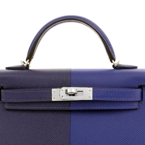 Hermès 20 cm Special Edition Blue Bi Color Epsom Mini Kelly - Picture 5 of 6